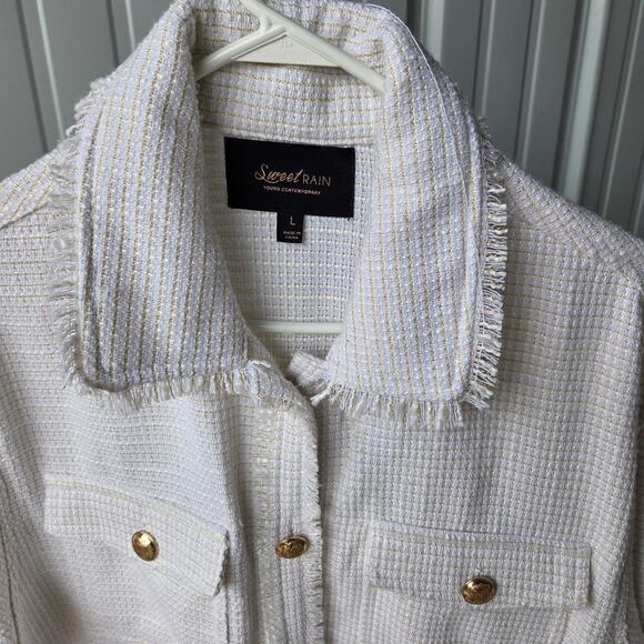 Sweet Rain young contemporary womens shacket button-front jacket/sweater sz. L - Picture 2 of 7